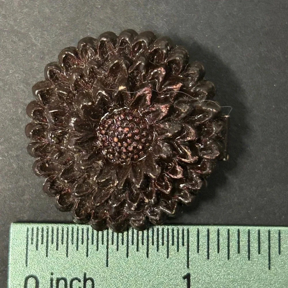 Vintage Cape Clasp Brown Floral Chrysanthemum 2pc Set